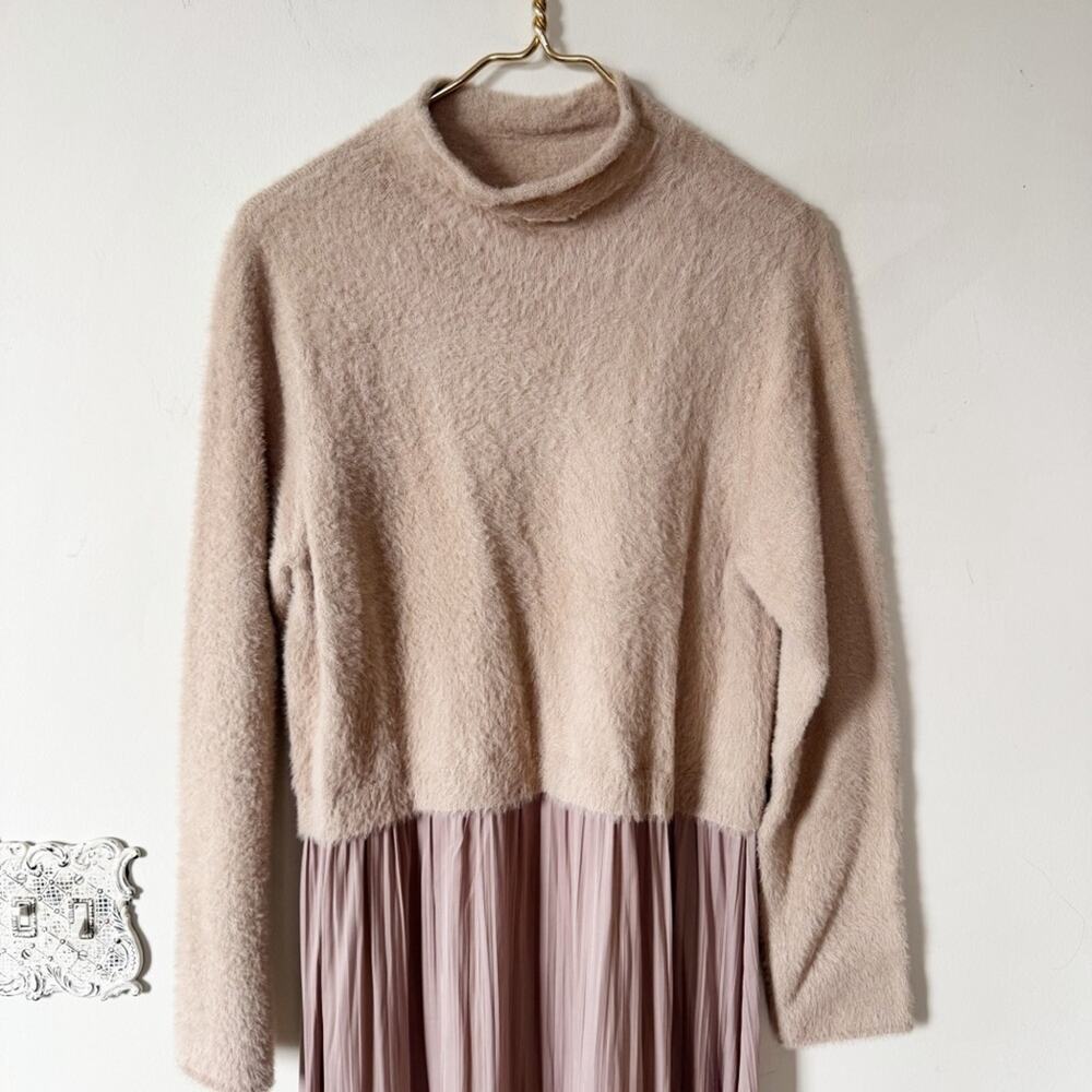 Anthropologie The Thea Eyelash Twofer Sweater Maxi Dress Blush Neutral XLP - Picture 9 of 12
